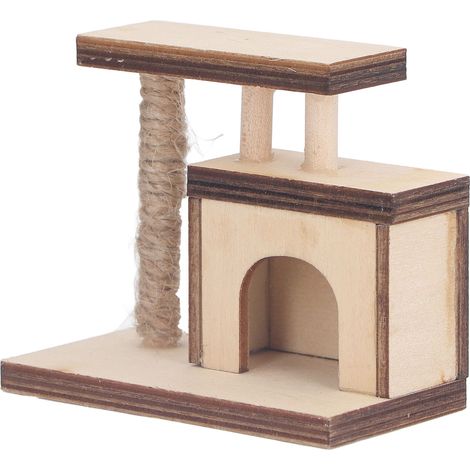 Mini-Katzenklettergerüst Modell Mehrzweck-Puppenhaus-Katzenklettergerüst Dekoration DIY Miniaturspielzeug für Puppenhäuser im Maßstab 1:12 Stil 1 (Ca. 6,5 x 5,5 x 3,5 cm) (1/5)