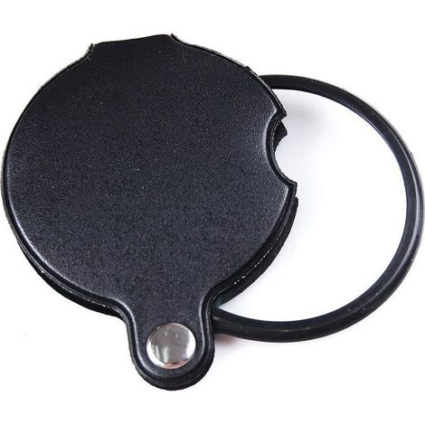 Loupe de lecture miniature de poche, 60 mm de diamètre, lentille en verre grossissant 10x, pliable, avec étui en cuir PU - Noir (1/3)