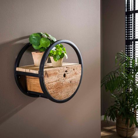Étagère murale en bois et métal avec tiroir CERCLO2 (1/5)
