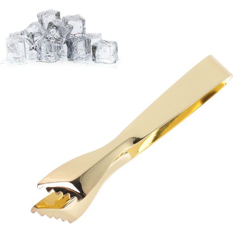 Lebensmittelechte, dicke Eiszange aus Edelstahl mit rutschfester Oberfläche, geeignet für Küche, Bar und Zuckerdosen. Vergoldet. (1/5)