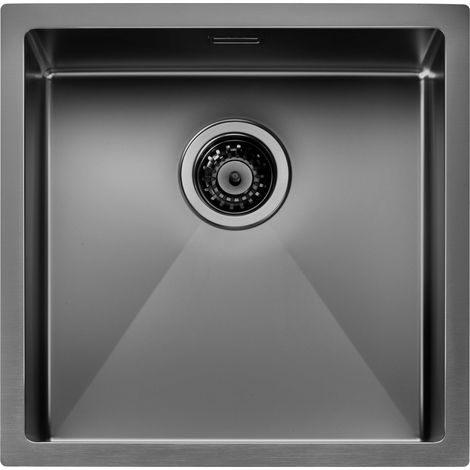 Lavello IRIDE MATT F3" 1 vasca ACCIAIO INOX Finitura: GUN METAL OPACO, incasso: slim, sottotop e filotop,  45X45 prof. 19 (1/2)
