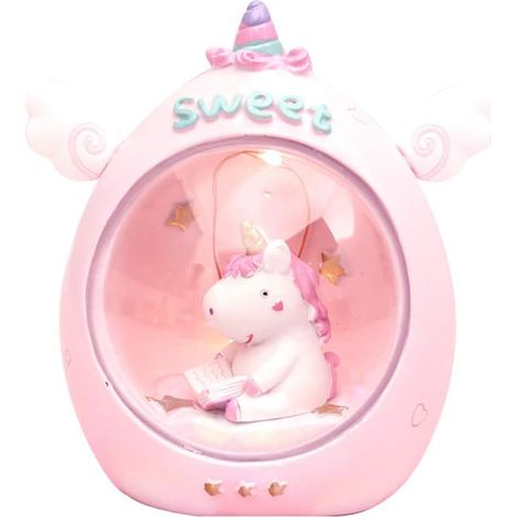 Lampe de bureau licorne mignonne pour chambre de fille, veilleuse (Livre Licorne rose Redding)