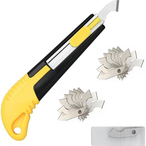 Coupe Acrylique Jeu de 20 Lames, Outil de Couteau à Crochet de Coupe, Couteau Utilitaire Rétractable Chariot en Acier Inox, Cutter Rétractable Métal (Jaune) (1/5)