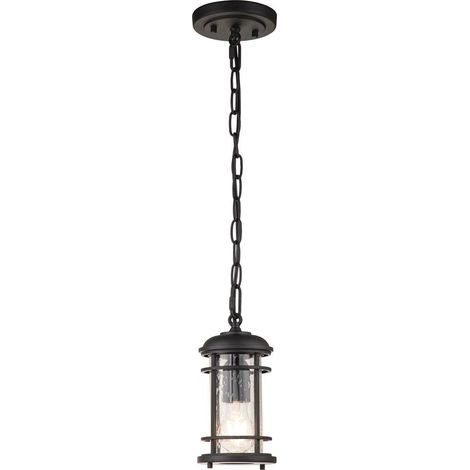 Elstead Feiss Lighthouse Plafoniera a Sospensione per Esterni Nero Strutturato, IP44 (1/5)