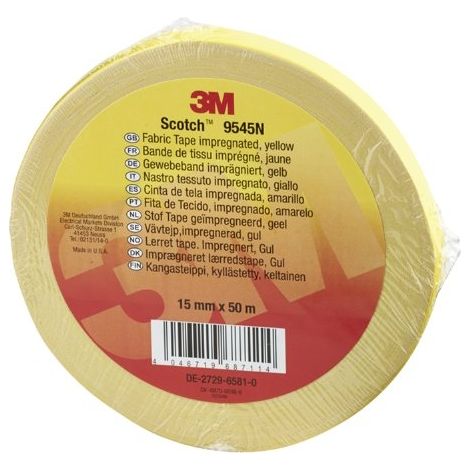 Scotch 9545NY15 cinta adhesiva de tela amarilla 50m x 15mm