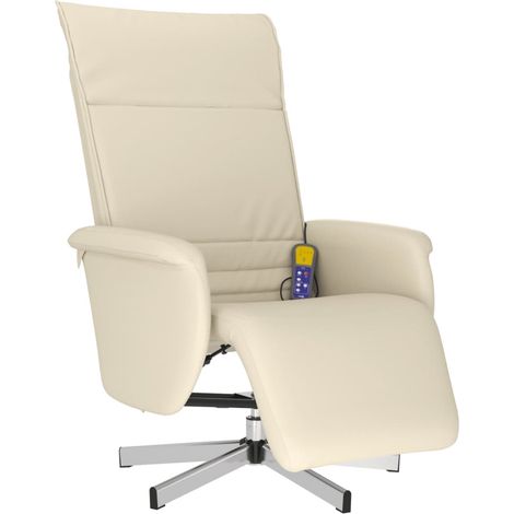 Fauteuil de Salon,Chaise,Fauteuil inclinable de massage et repose-pieds crème similicuir CFW995819 (1/5)