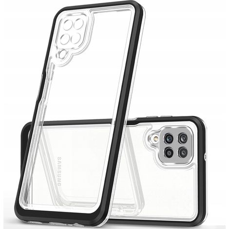 Coque transparente 3 en 1 pour Samsung Galaxy A22 4G, coque en gel avec cadre noir (1/5)