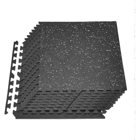 Tapis de gym en mousse EVA haute densité, 12 pièces, 610 x 610 x 10 mm, dalles interlockables pour protection sol bureau maison (1/5)