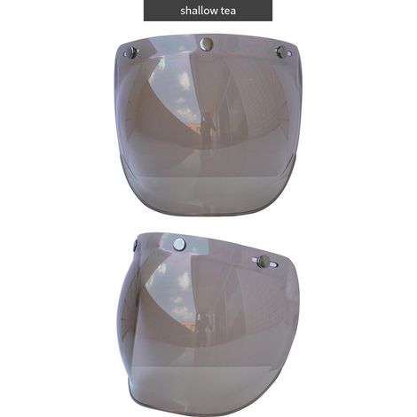 Visiera a bolla per casco da moto, lente parabrezza con supporto ribaltabile per caschi aperti con 3 bottoni a pressione. (1/2)