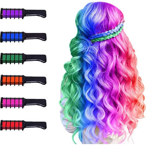 Tassenkamm, Packung mit 6 temporären Streichen für Kinder, waschbar, ungiftig, für Mädchen, Geburtstagsgeschenke für Kinder 4-13, Frauentagsparty, Cosplay (1/5)