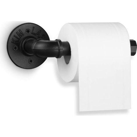 Porte-papier toilette industriel à monter soi-même, en fer massif rustique vintage, avec fixations pour salle de bain. (1/3)
