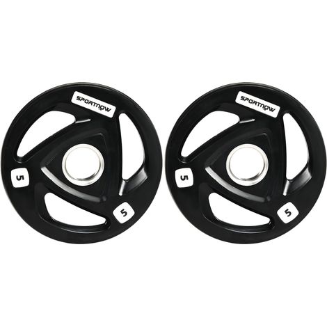 Lot de avec trou de 5 cm pour musculation pliable 5 kg noirs pour salon disques olympiques musculation, (1/5)