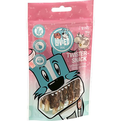 Lov&Ed Twister-Snack Rind, 70g - Kau-Leckerli für Hunde