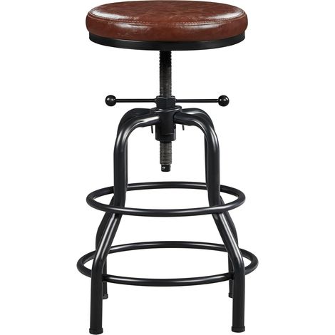 Lot de 1 Tabouret de Bar Industriel en Similicuir Marron (1/5)
