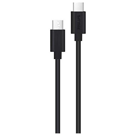 Câble usb 2.0 type-c philips dlc3104c/ usb type-c male - usb type-c male/ 1.2m/ noir