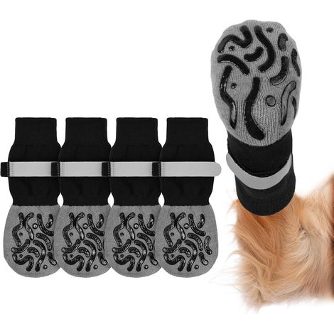 Chaussettes antidérapantes pour chien, deux paires de chaussettes réglables pour chien, protège - griffes double face, chaussettes pour petits chiens, chiens de taille moyenne, chats (taille M) (1/5)