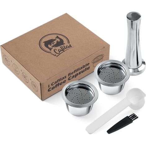 Café Réutilisables Capsules Tasse Filtre pour Machine à Café 1 Boîte de Capsules de Café 1 Pinceau et 1 Cuillère de Café Compatible avec Kfee/Caffitaly/Tchibo Capsula + Tamper (1/5)