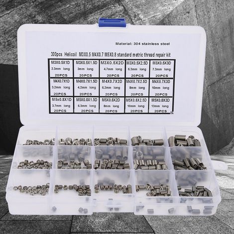 Gewindeeinsätze aus Edelstahl 300, Gewindereparaturwerkzeug M3x0,5, M4x0,7, M5x0,8 (1/5)