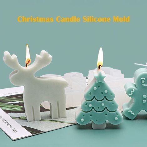 Moule à bougie 3D en forme de cerf de Noël – Moule en silicone pour bougies de Noël – Moule en silicone pour bougies parfumées, savons et bonbons (1/4)