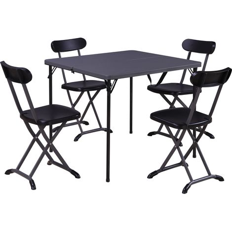 Tavolo Pieghevole da Giardino Picnic con 4 Sedie Ranieri Horeca Antracite