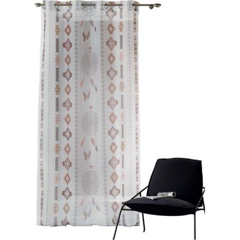 Voilage a oeillets 140 x 260 cm Indila Blanc beige (1/2)