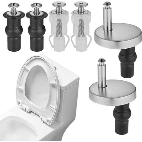 6 pernos de montaje universales para asientos de inodoro con tornillos y tuercas de goma (1/5)