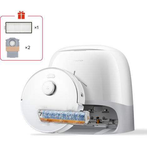 Roborock Qrevo Curv 2 FlowX Robot Aspirapolvere e Lavapavimenti, 270mm Autopulizia Rullo, Aspirazione 20.000 Pa, Protezione Rullo per Tappeti Asciutti, Stazione Multifunzionale, Videochiamata, Hello R (1/4)