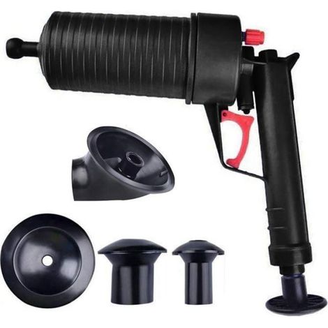 Kit Deboucheur Haute Pression - Pompe A Air Pour Toilettes Baignoire Evier Douche - 1 Unite + 4 Ventouses (1/4)