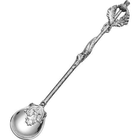 Cuillère à mélanger au design créatif, style vintage élégant, mini cuillère royale en alliage de zinc sculpté, cuillères à dessert à fruits pour la maison (1/5)