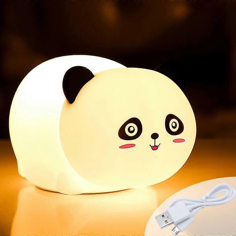 Veilleuse Panda, Lampe Panda, Veilleuse pour chambre de bébé, Veilleuse en silicone doux au toucher, Veilleuse rechargeable USB pour enfant, Couleurs vives, Bébé fille/garçon (1/5)