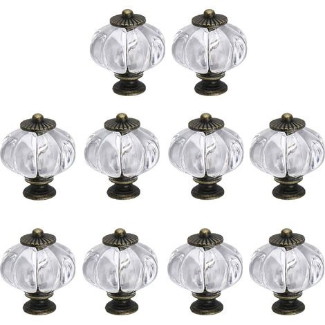 Lot de 20 boutons de citrouille en acrylique transparents pour portes, placards, tiroirs, commodes, placards, meubles de cuisine ou chambre d'enfant.