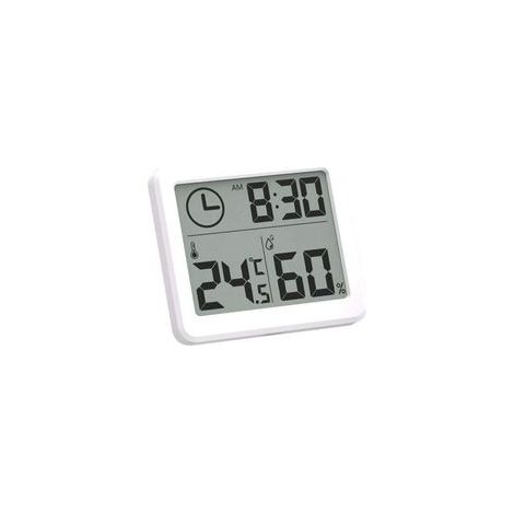Thermomètre hygromètre numérique LCD d'intérieur. Affichage de la température et de l'humidité. Fonction réveil. Plage de température : de 10 °C à 70 °C. (1/5)