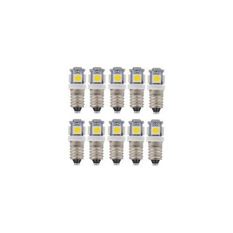 E10 AC LED Ampoules-10 pcs 6V 5 lampes LED-E10 Miniature Vis 50Lm (AC 6V) (1/5)