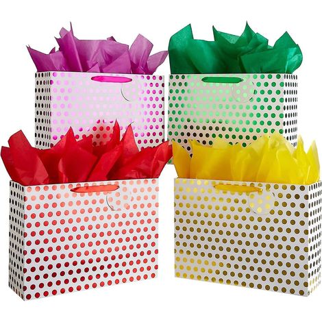 Lot de 4 sacs cadeaux extra larges de 42 cm (16,5 pouces) avec papier de soie pour cadeaux (1/5)