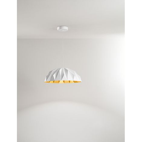 Suspension Led Design Moderne, Structure En Métal Et Acrylique Bicolore Blanc Mat Et Or Mat, 20W 3000K - Perenz, Luminaire Élégant Pour Intérieur (1/2)