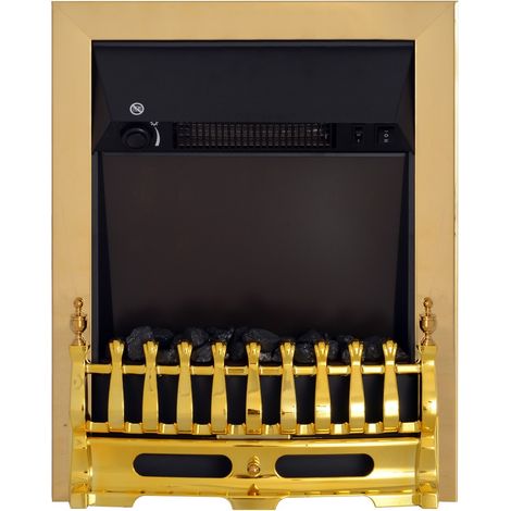 Cheminées électriques sur Pied-Foyer Design-Éclairage Flammes-1000/2000W-48,2 x 18,5 x 59,2 cm-Doré (1/5)