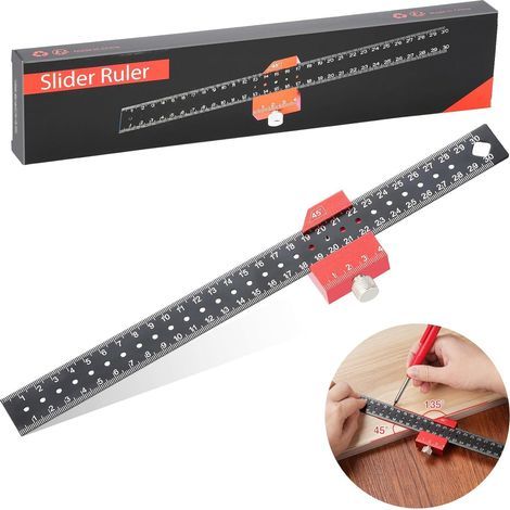 Équerre combinée professionnelle 300 mm, 45°/90°, outil de traçage métrique pour menuisier, bloc de traçage pour le travail du bois (1/5)