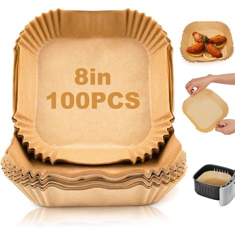 Liner Pour Friteuse À Air - Papier Parchemin Jetable 20,3 cm Carré - Résistant À La Chaleur Et Aux Graisses - Pour Nettoyage Facile - 100 Pièces (1/4)