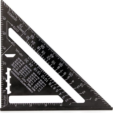 Équerre noire 12 pouces en alliage d'aluminium, règle à angle droit avec mesures métriques et impériales, outil de mesure de menuiserie