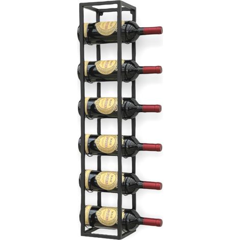 Casier à vin pour 6 bouteilles / porte-serviettes métallique mural 80 cm Noir 96238 / 96243 pour 6 bouteilles
