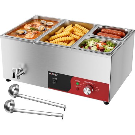Bain-Marie Électrique 4 Bacs INOX avec Réinitialisation, 1500W (1/5)