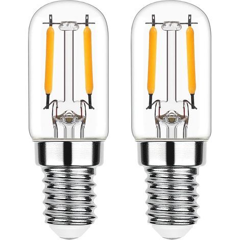 Ampoule Refrigerateur LED E14 2W 220V, T22 Ampoule Frigo Équivalent 15W Incandescent/Lampe Halogène Blanc Chaud 2700K Non Dimmable Petit LED pour Lampe de Veilleuse Hotte Machine à Coudre,Lot de 2 (1/5)