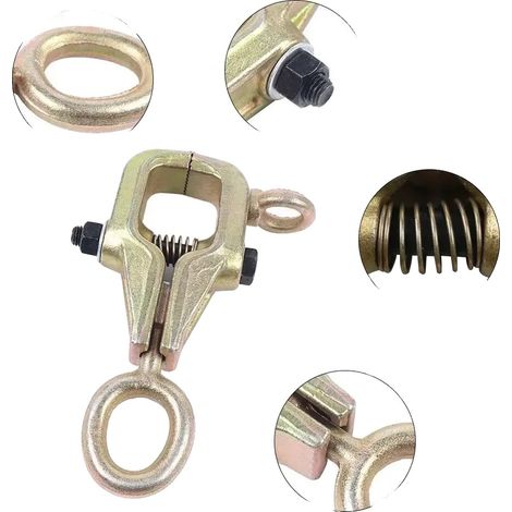 Abrazadera para reparación de carrocerías, capacidad de carga de 5 toneladas, dimensiones de 22 cm x 8,5 cm, anilla de tracción grande de 8 cm, anilla de tracción lateral de 4,5 cm, material de acero  (1/5)