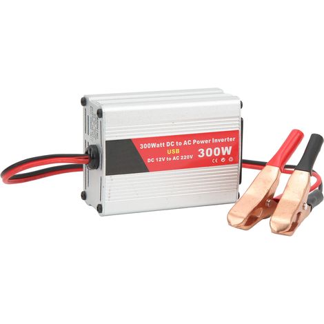 Onduleur 300W Pointe DC 12V vers AC 220V pour Voiture - Convertisseur de Tension pour Ordinateurs Portables, Téléphones, Lampes avec Pinces Batterie (1/5)