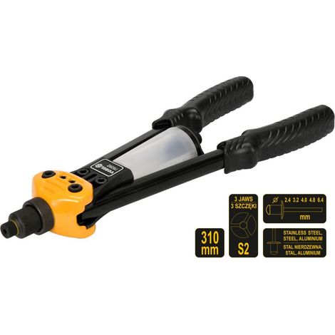 PINCE À RIVETER AVEUGLE DE 2,4-6,4 MM LONGUEUR : 310 MM POUR RIVETS EN ACIER INOXYDABLE, ALUMINIUM MOULÉ SOUS PRESSION - PINCE À