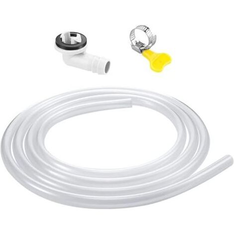 Tuyau d'évacuation de 1,8 m avec raccord et collier de serrage, tuyau d'évacuation étanche pour climatiseur, kit pour climatiseur portable, tuyau flexible durable avec conception anti fuite, (1/5)