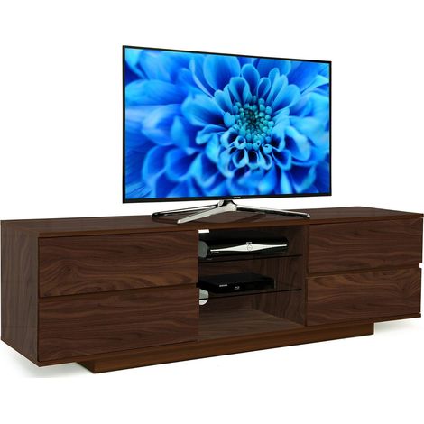 Centurion Supports Avitus Premium High Gloss Walnut with 4-Walnut Drawers & 3-Shelf 32"-65" LED/ OLED / LCD TV Cabinet - FULLY ASSEMBLED (1/5)