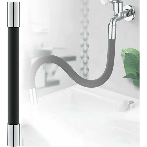 360° flexible Wasserhahnverlängerung – SL.GT für Badezimmer und Küche im Freien (schwarz), Gesamtlänge (50 cm)