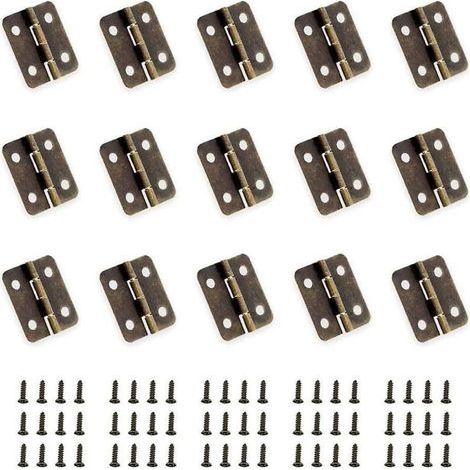 50 Charnières Pliantes Miniatures Bronze Antique avec 200 Clous pour Boîte Bois Bijoux Armoire (1/4)