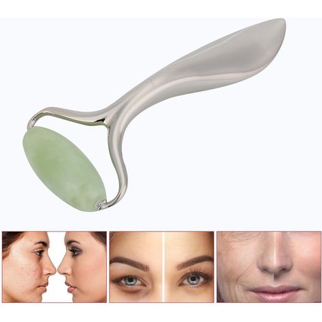 Rouleau de Gua Sha en Pierre de Jade pour le Soin du Visage, Lissage des Rides et Raffermissement de la Peau - Outil de Massage Facial (1/5)